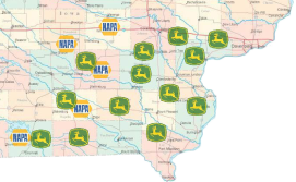 Map, Directions, & Hours for Sinclair Tractor in Southeast Iowa